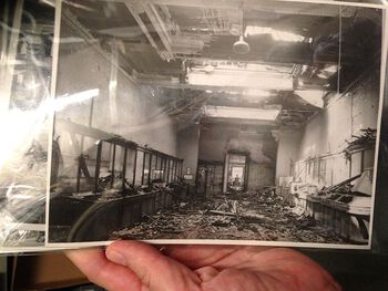På dette bilde kan vi sjå kor store skadar det vart på museet av bomba som treff under den andre verdskrigen. Foto: Kulturhistorisk museum, UiO / Anne Britt Halvorsen