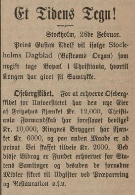 Avisutklipp fra Folkets Tidende 1. mars 1905