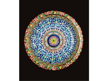 Image may contain: Blue, Dishware, Serveware, Creative arts, Motif.