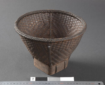 (UEM46922) Basket for storing food items. Material: Woven bamboo. West Karbi Anglong/Hamren district.