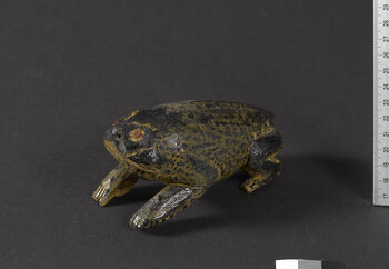 (UEM46948)  Big frog toy. Painted. Material: Wood. Karbi Anglong/Dokmoka districts.