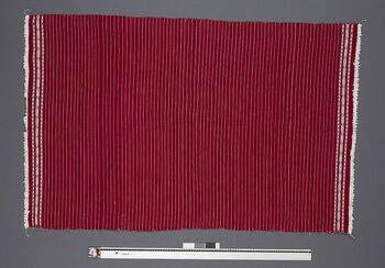 (UEM46854) Loin loom, weft faced weave with pick-up pattern. Previously, this type was widely used, more commonly used by the elderly in the 2020s. Woven by Basapi Engtipi. Rongchingdon, West Karbi Anglong.