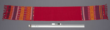(UEM46888) Loin loom, pick-up motifs. Plain weave. Used by married men. Material: Cotton. District: Hamren. 