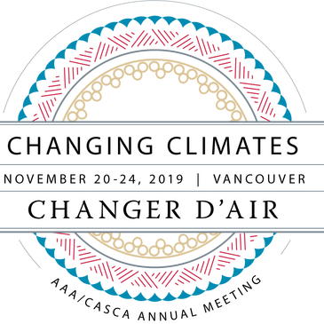 Patterns in a circle. Following text in the middle of the cirle "Changing Climates/Changer d'Air"