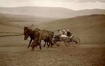 Hest og kjerre var vanleg transportform på Oscar Mamens tid i Mongolia.