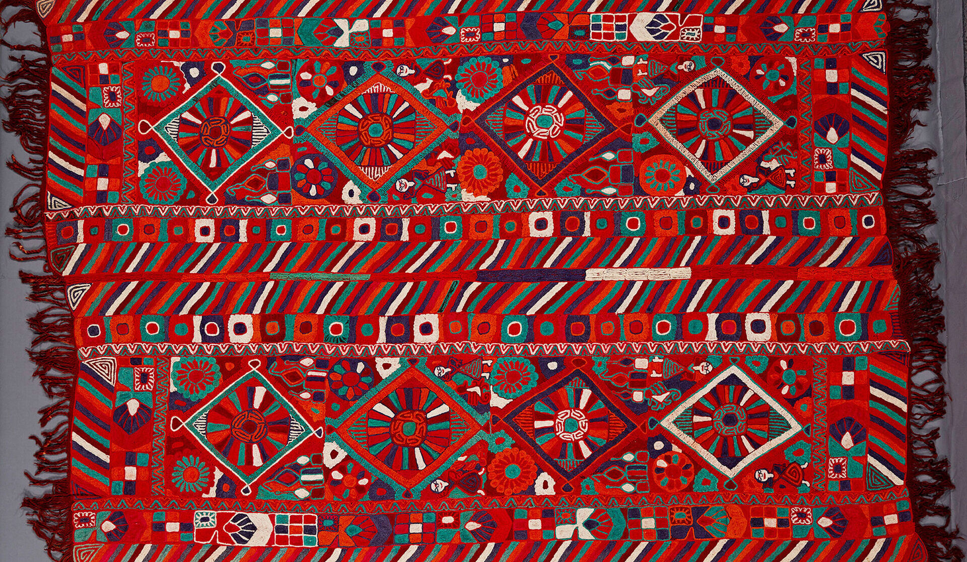 Colorful embroided blanket