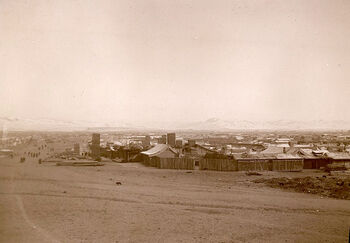 (UEMF09893_010). Dette fotografiet er tatt like nedenfor Ganden, i dagens Sambuu Street, Ulaanbaatar, mot dagens Sükhbaatar-plass. Mamen omtaler Sambuu Street som 'Main Street'. Fotografiet viser markedet for husdyr mot øst, lekfolksdistriktene med markedene og administrasjonssenteret Zuun Khuree i bakgrunnen.